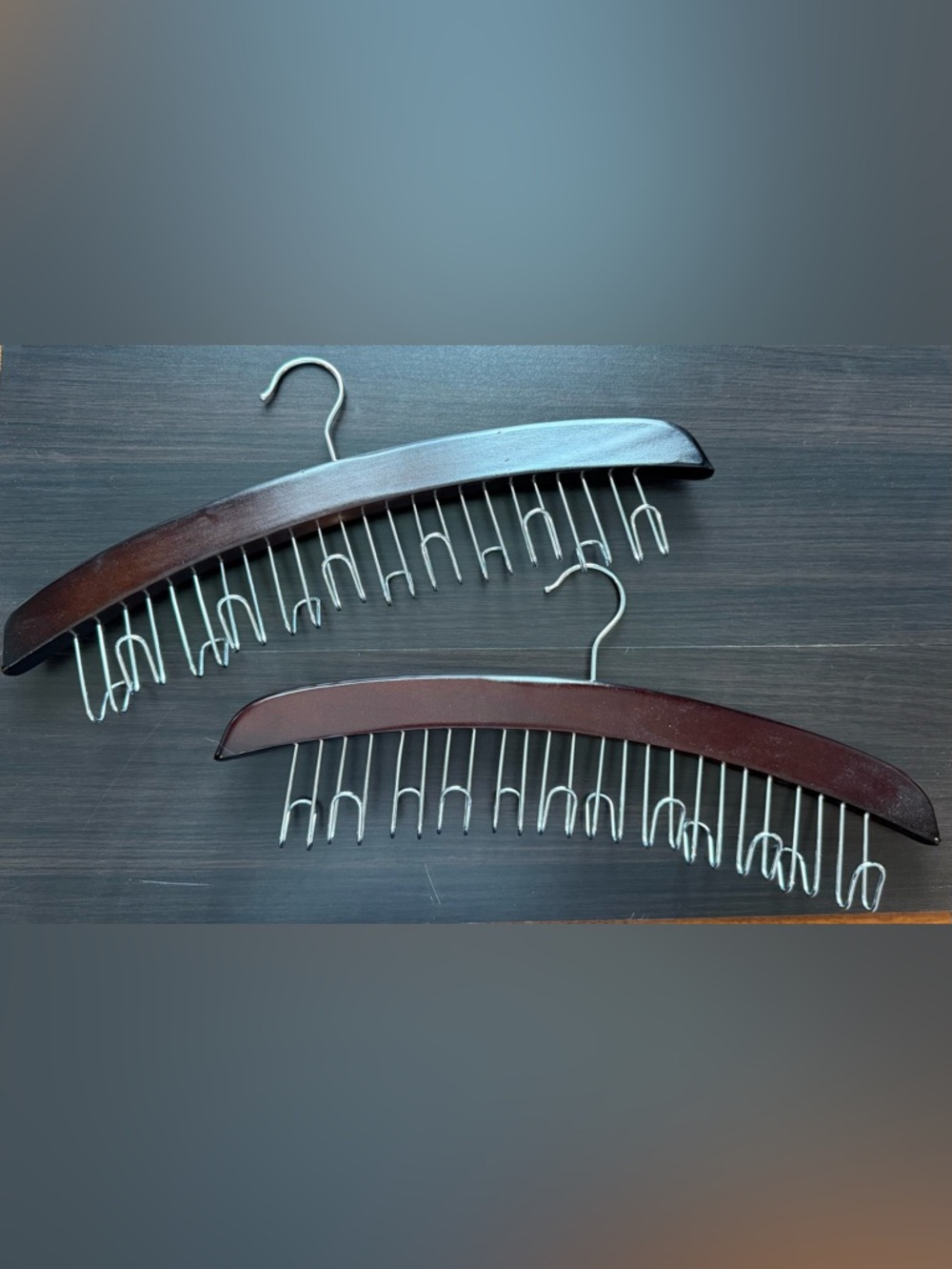 2 Wooden Hangers with Hooks - Belt, Scarf, Tie Hanger